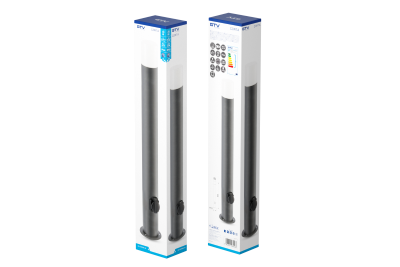 Decor CORTA-P 80 trädgårdslampa E27 MAX.25W IP44 AC220-240V 50-60Hz uttag max. 3000W stolpe grafit. 1208963864