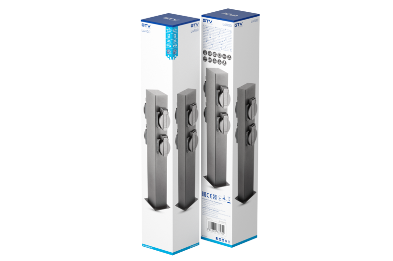 Dekorativ Trädgårdspåle LARGO-P 36 IP44 AC220-240V 50-60Hz 4*schuko uttag max. 3500W påle grafit. 1208963917