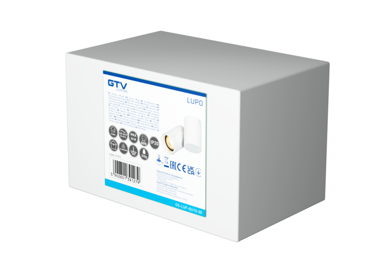 Dekor Takarmatur LUPO aluminium 11.6x5.6x11.5 IP20 1*GU10 max. 50W rund vit. 1208963927