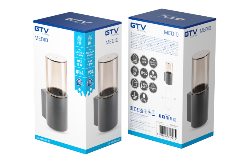 Dekorträdgårdsbelysning MEDIO-AU E27 MAX.15W IP54 AC220-240V 50-60Hz vägglampa grafit. 1208963937