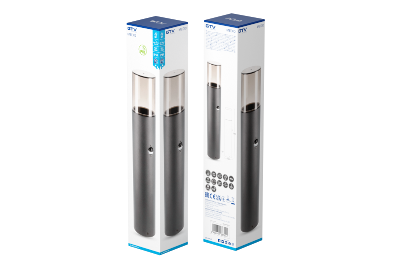 Dekor Trädgårdsbelysning MEDIO-P 50 PIR E27 MAX.15W IP54 AC220-240V 50-60Hz stolpe grafit. 1208963940