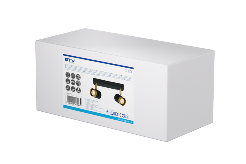 Takarmatur ORIO aluminium 24,0x5,5x14,0 IP20 2*GU10 max. 50W rund svart. 1208963965