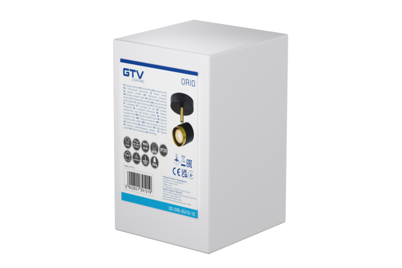 Dekor Takarmatur ORIO aluminium 11.6x5.6x11.5 IP20 1*GU10 max. 50W rund svart. 1208963969