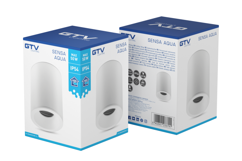 Dekor SENSA AQUA taklampa aluminium 85x115 IP54 max 50W cirkulär vit. 1208964007