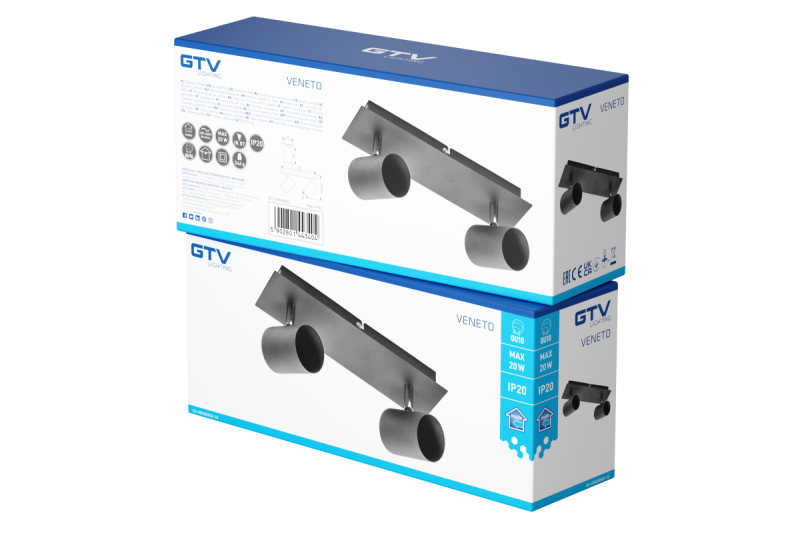 Dekor Takarmatur VENETO IP20 max. 20W 2 x GU10 rund svart. 1208964038