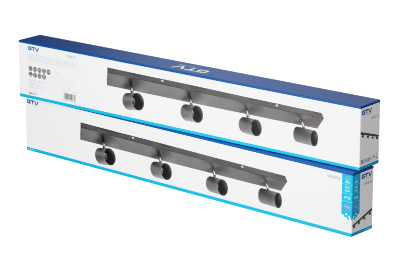 Dekor Takarmatur VENETO IP20 max. 20W 4 x GU10 rund svart. 1208964042