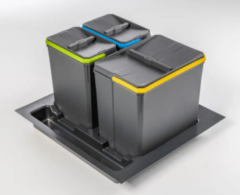 Garbi Basket B-60-3 sorteringsavfallssystem för låda 60 cm inkl. hållare och 3 avfallsbehållare 1208964399