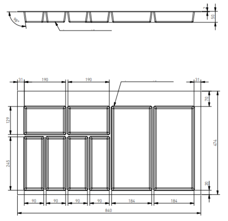 Decor Cutle Besticklåda Insats för Kökslåda 900 Vit 1208966381