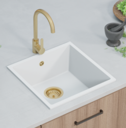 GraniteMy Universal granit vit diskho 40x40 cm vit övermontering undermontering och planmontering med rostfri propp 1208966879