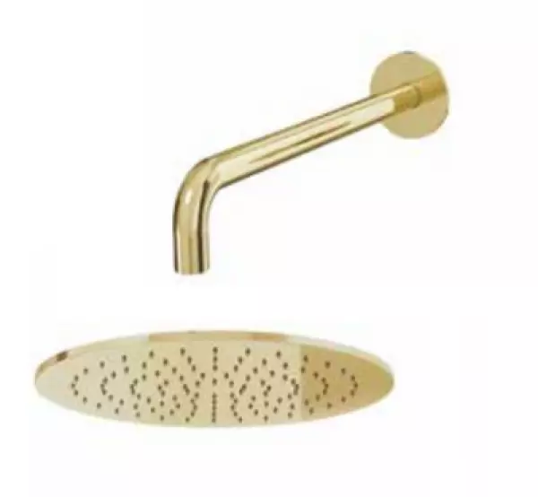 Waterevolution Flow takdusch 250 mm med vägganslutning PVD Light Gold T164125WGE