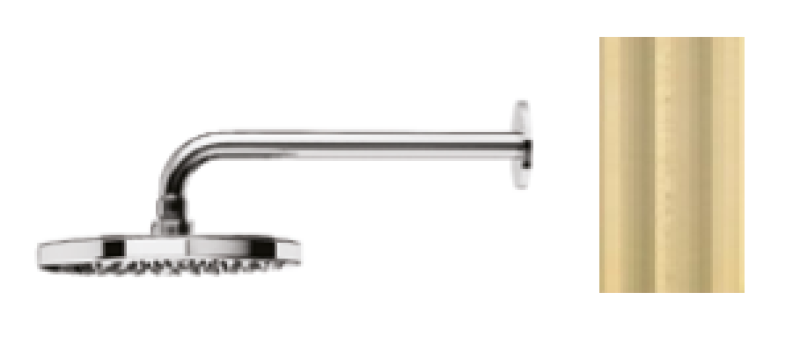 Waterevolution Flow takdusch 250 mm med vägganslutning PVD Light Gold T164125WGE