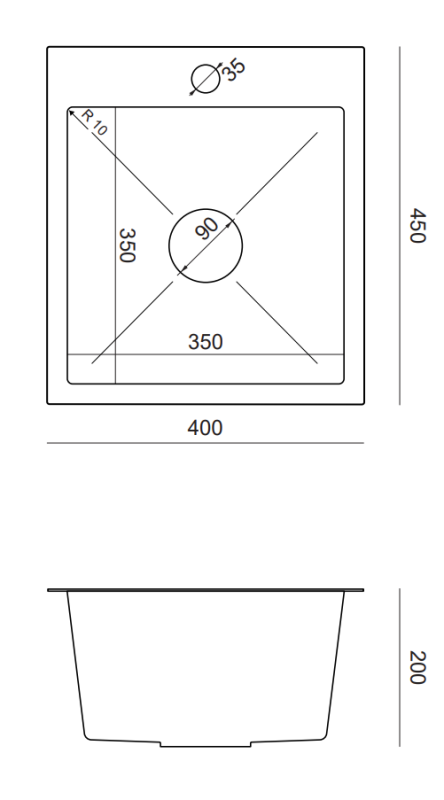 Quadri Dixton 40 set med svart rostfri diskho med nano PVD 400x450 mm med kranhål för montering och Quadri Bristol kökskran