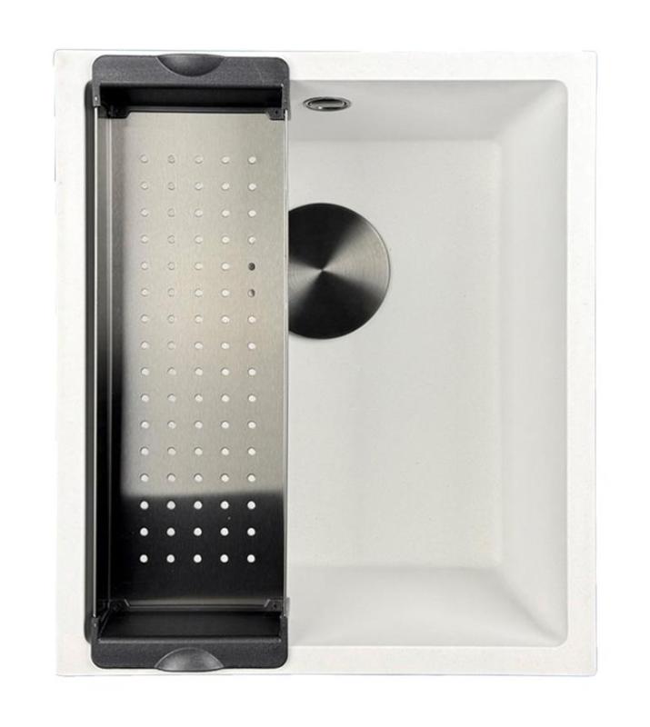 GraniteMy Universal granit vit diskho 34x40 cm vit infälld undermontering och planmontering med svart plugg 1208967147