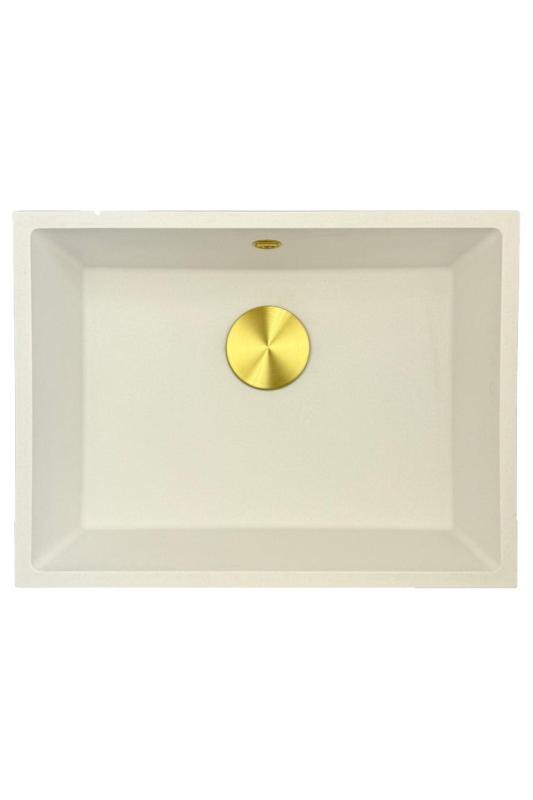 GraniteMy Universal granit vit diskho 55x40 cm vit infälld undermonterad och planmonterad med guldpropp 1208967155