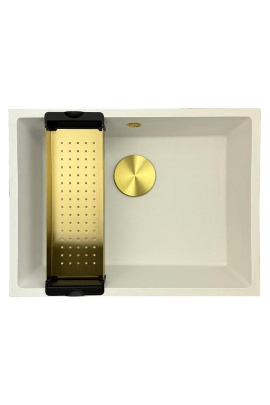 GraniteMy Universal granit vit diskho 55x40 cm vit infälld undermonterad och planmonterad med guldpropp 1208967155