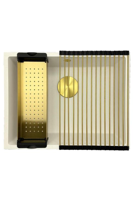 GraniteMy Universal granit vit diskho 55x40 cm vit infälld undermonterad och planmonterad med guldpropp 1208967155