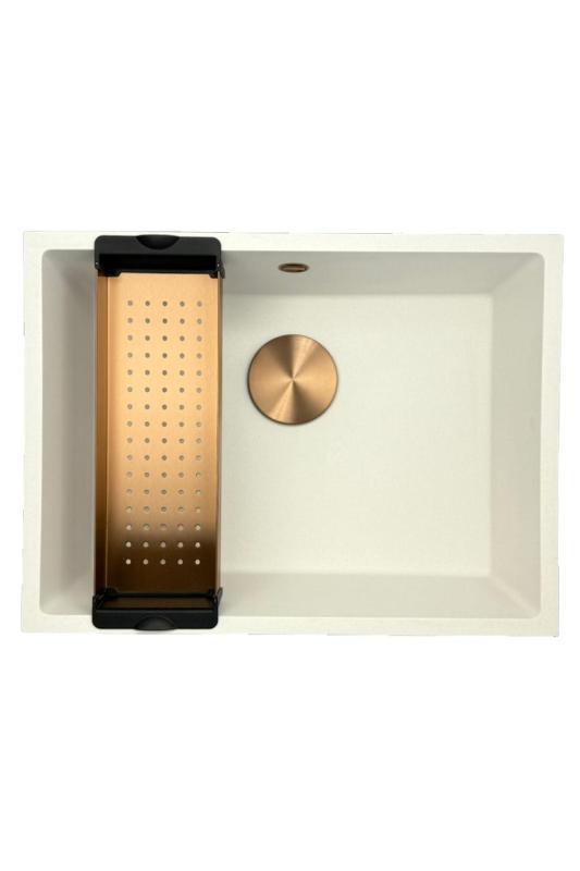 GraniteMy Universal granit vit diskho 55x40 cm vit infällning undermontering och planmontering med kopparplugg 1208967156