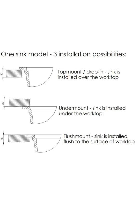 GraniteMy Universal granit stor vit diskho 74x40 cm vit ovanpåliggande undermonterad och planmonterad med svart plugg 1208967161