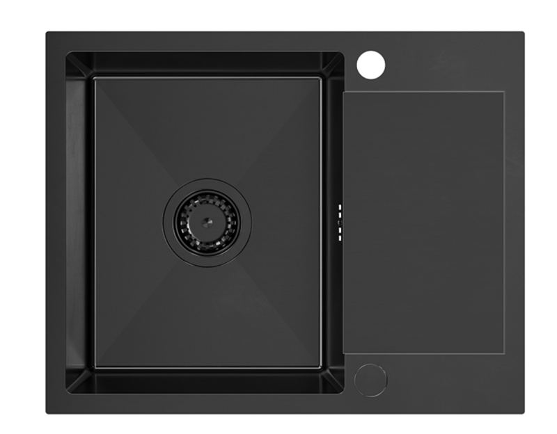 Quadri Dixton 80 svart PVD Nano rostfritt stål diskho 600x480 mm med omvändbar droppbricka 1208967197