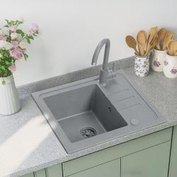 Quadri Sligo 60 grå granit diskbänk set 55x44 cm med avrinning inklusive kran 1208967200