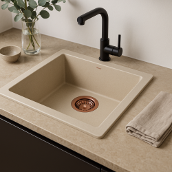 GraniteMy Universal granit beige sand diskho 40x40 cm ovanpåliggande, undermonterad och planmonterad med kopparplugg 1208967210