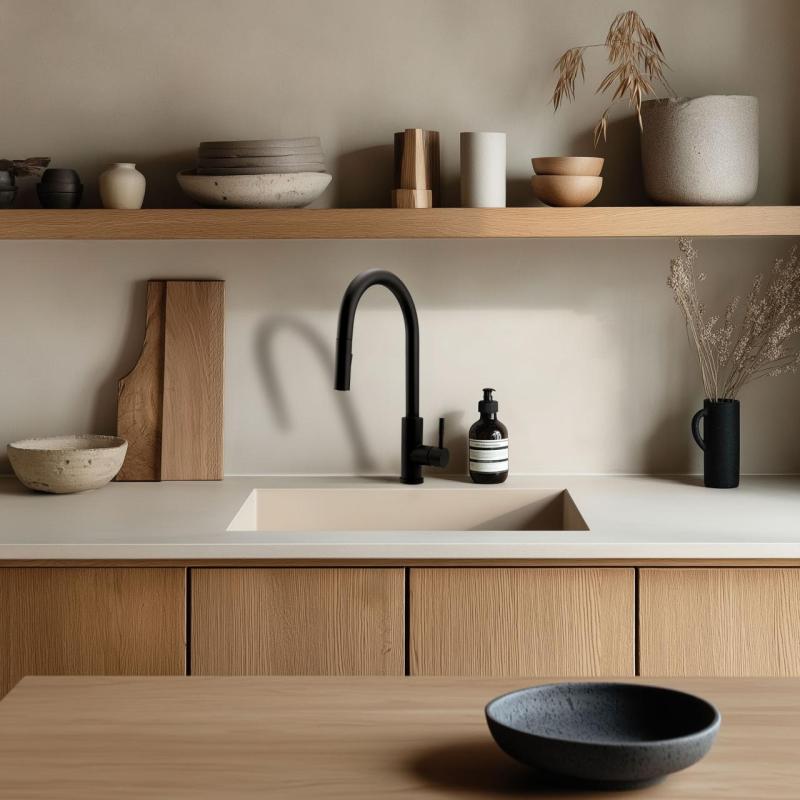 GraniteMy Universal granit beige sand diskho 40x40 cm ovanpåliggande, undermonterad och planmonterad med kopparplugg 1208967210