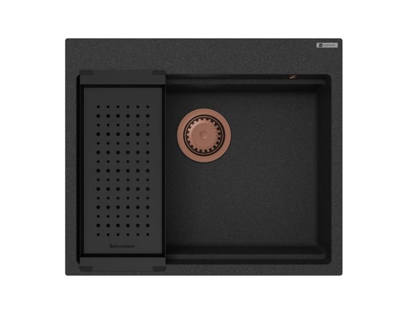 GraniteMy Steam granitdiskho 56x48 cm svart ovanpåliggande med kopparplugg inklusive tillbehör 1208967234