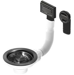 Granitemy korgpluggset PVD borstad gun metal, avloppsats diskbänk inkl. överflöde rund och rektangulär 1208967253