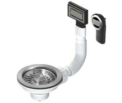 Granitemy korgpluggset borstad RVS, avloppsset diskbänk inkl. översvämning runt och rektangulär 1208967254