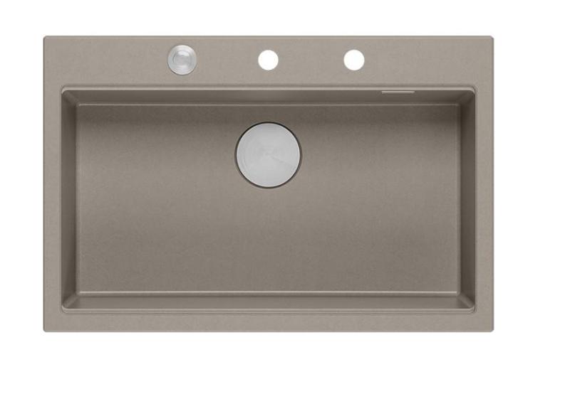 Quadri Hard Rock taupe granit infällningsdiskho stor 76x50 cm inklusive rostfri plugg och tillbehör 1208967270