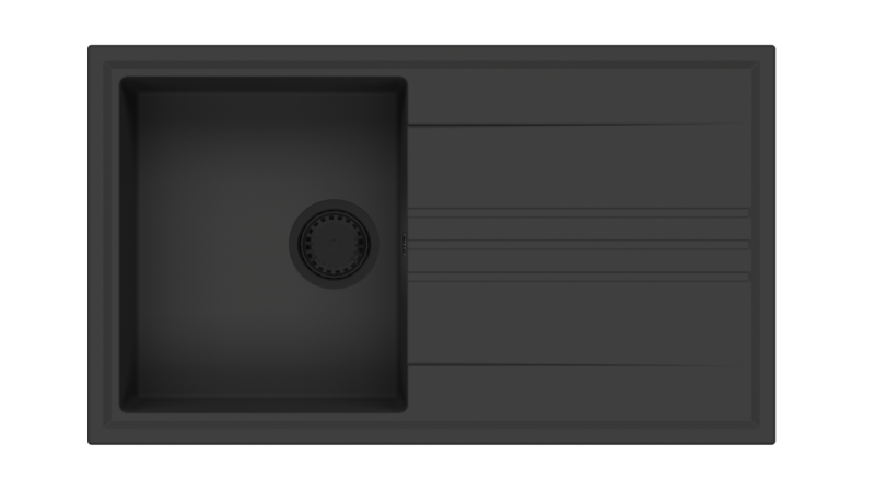 GraniteMy Vesi granitbyggd svart diskho 86x50cm med droppskydd reversibel med svart plugg 1208967288