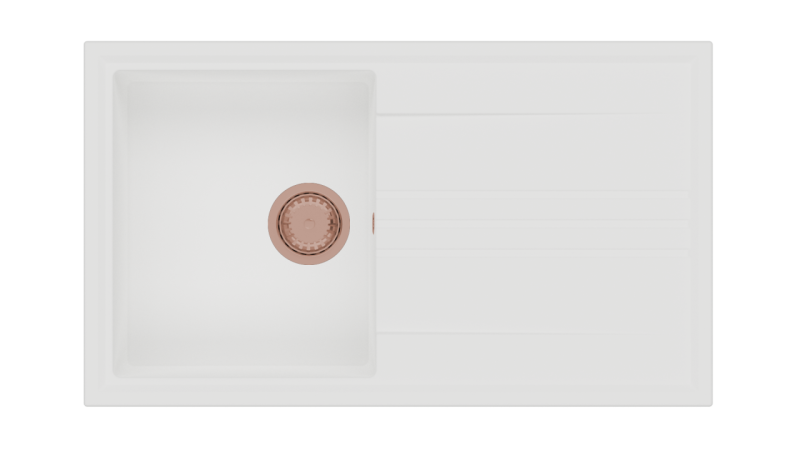 GraniteMy Vesi granitbyggd vit diskbänk 86x50cm med avrinning omvändbar med kopparplugg 1208967294