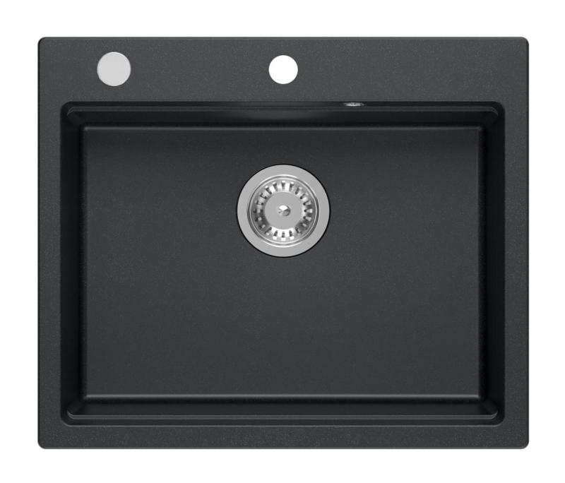 Quadri Durham antracit granit överbyggnad diskbänk 595x500 med tvåldispenser, skärbräda, insatsbänk och rullmatta 1208967379