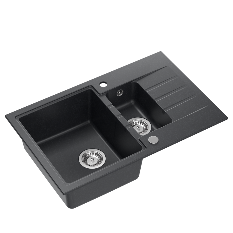 Quadri kofta antracit 1,5 granit infälld diskho med avrinningsyta vändbar 78x50cm 1208967381