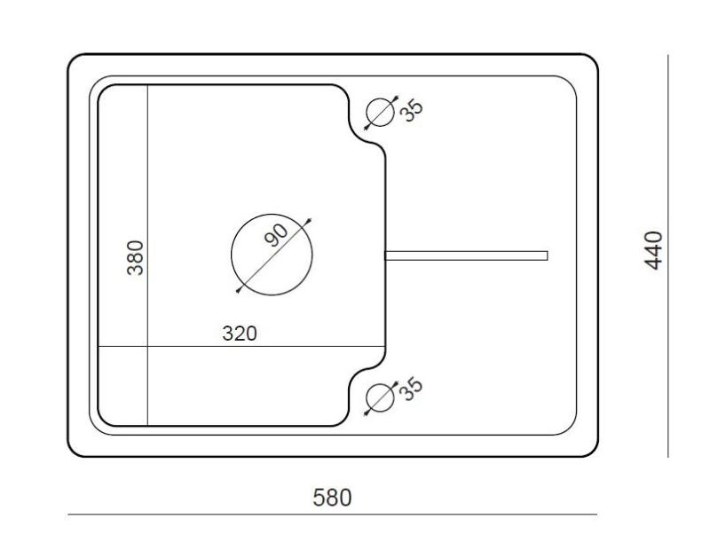 Quadri Kendal antracit granit diskho 58x44cm med avrinning 1208967403