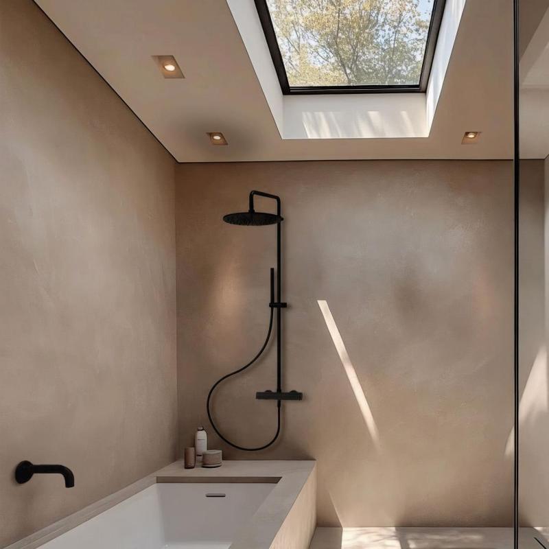 Waterevolution Flow duschkombination med regndusch matt svart 250 mm T141N25PR