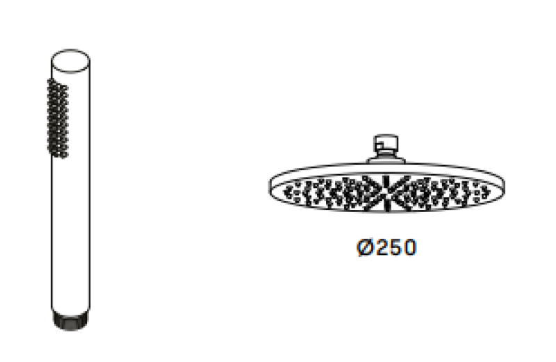 Waterevolution Flow duschset med regndusch mässing natur 250mm T141N25LE