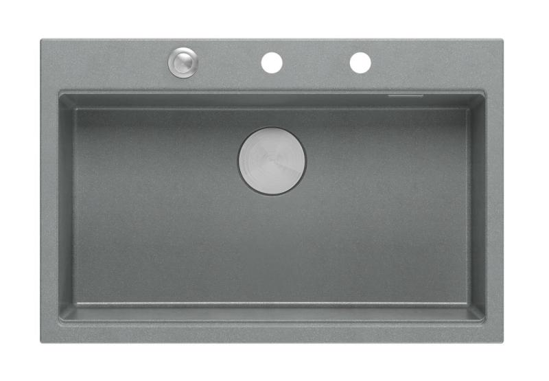 Quadri Hard Rock grå granit ovanpå stor diskho 76x50 cm inklusive rostfri plugg och tillbehör 1208967430