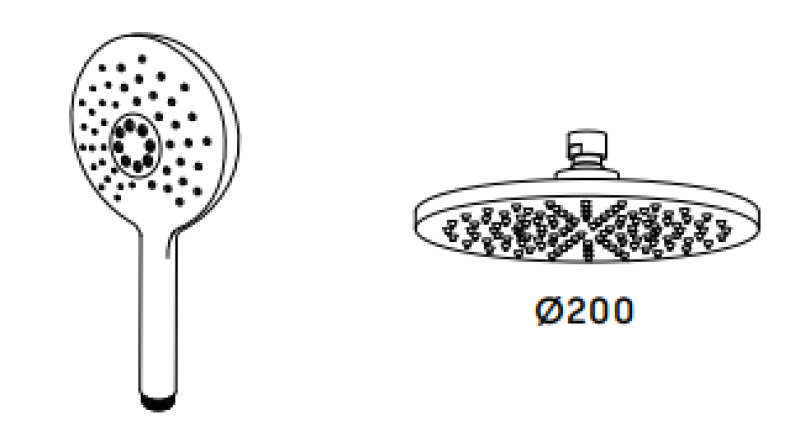 Waterevolution Flow duschkombination med regndusch matt svart 200mm T141NRPR