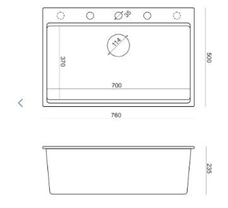 Quadri Hard Rock taupe granit infälld diskho 76x50cm inklusive kopparplugg och tillbehör 1208967439
