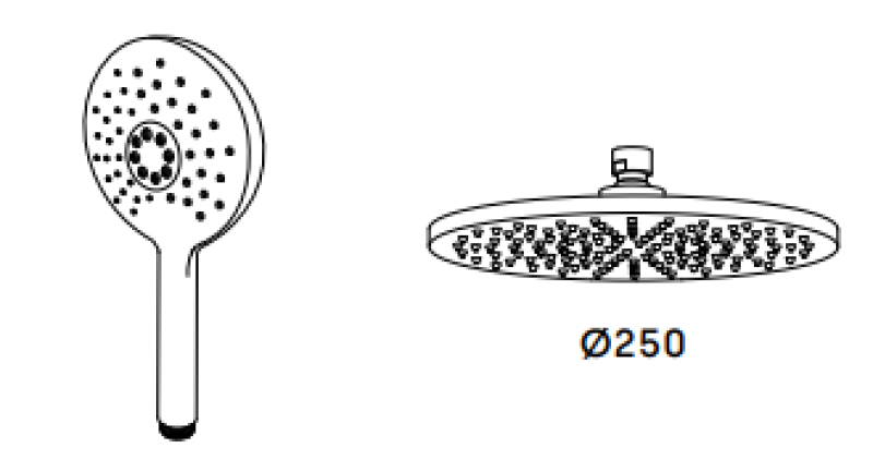 Waterevolution Flow duschset med regndusch krom 250mm T141NR2501