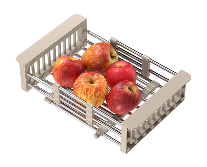 Quadri Universal extendable insert drainer basket stainless steel with beige handles 225mm wide 1208967544