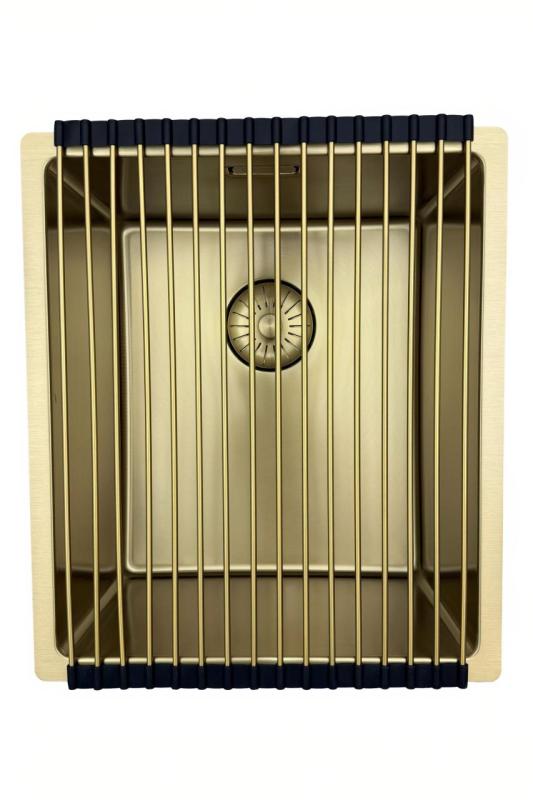 Pure.Sink Prestige diskho 34x40 cm PVD Guld 10mm radie undermonterad, planmonterad och ovanpåliggande PPG3440-60.