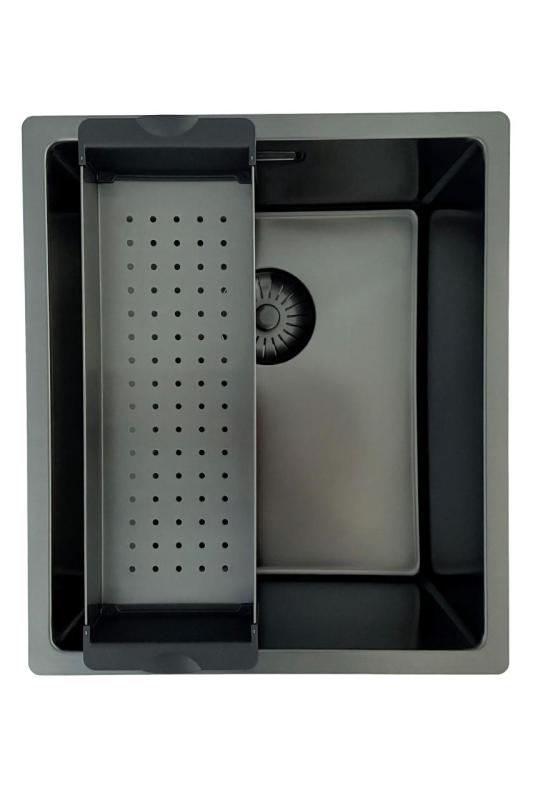 Pure.Sink Prestige diskho PVD gun metal 34x40 cm 10 mm radie undermontering, planmontering och ovanpåliggande montering PPG3440-61