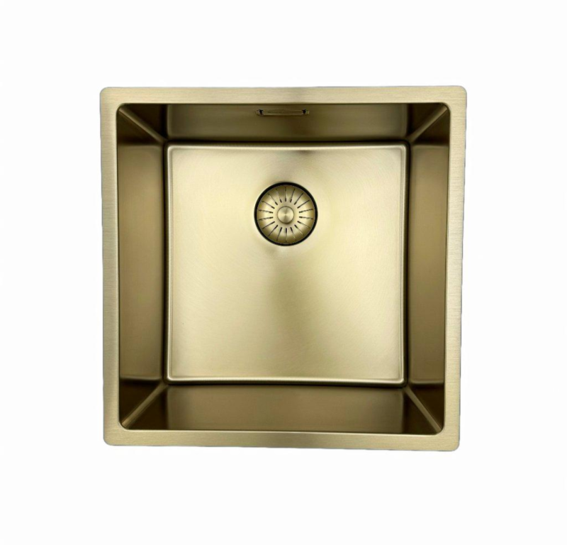 Pure.Sink Prestige diskho 40x40 cm PVD Guld 10 mm radie undermonterad, planmonterad och ovanpåliggande PPG4040-60