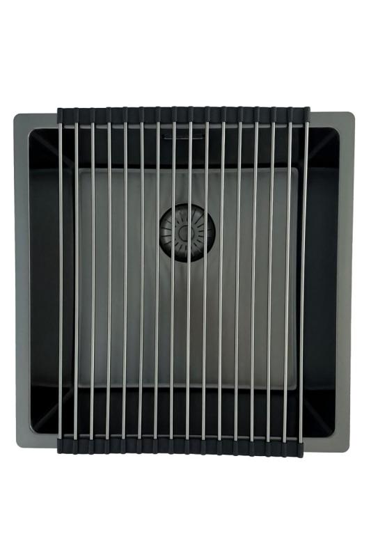 Pure.Sink Prestige diskbänk 40x40 cm PVD Gun Metal 10mm radie undermontering, planmontering och ovanmontering PPG4040-61