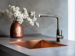 Pure.Sink Prestige diskho 40x40 cm PVD Koppar 10 mm radie undermontering, planmontering och ovanmontering PPG4040-62