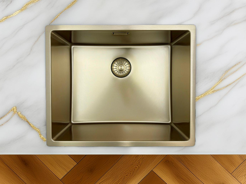 Pure.Sink Prestige diskho 50x40 cm PVD Guld 10mm radie undermonterad, planmonterad och ovanpåliggande PPG5040-60