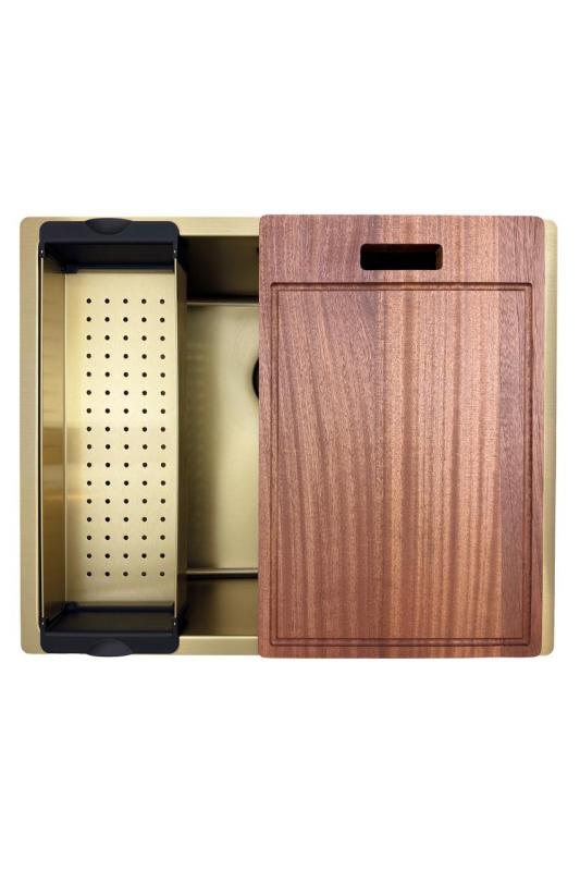 Pure.Sink Prestige diskho 50x40 cm PVD Guld 10mm radie undermonterad, planmonterad och ovanpåliggande PPG5040-60