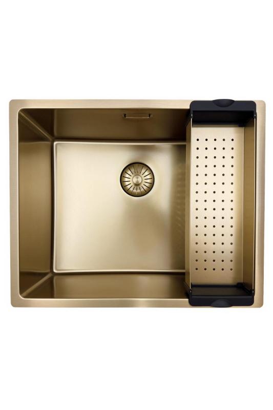 Pure.Sink Prestige diskho 50x40 cm PVD Guld 10mm radie undermonterad, planmonterad och ovanpåliggande PPG5040-60